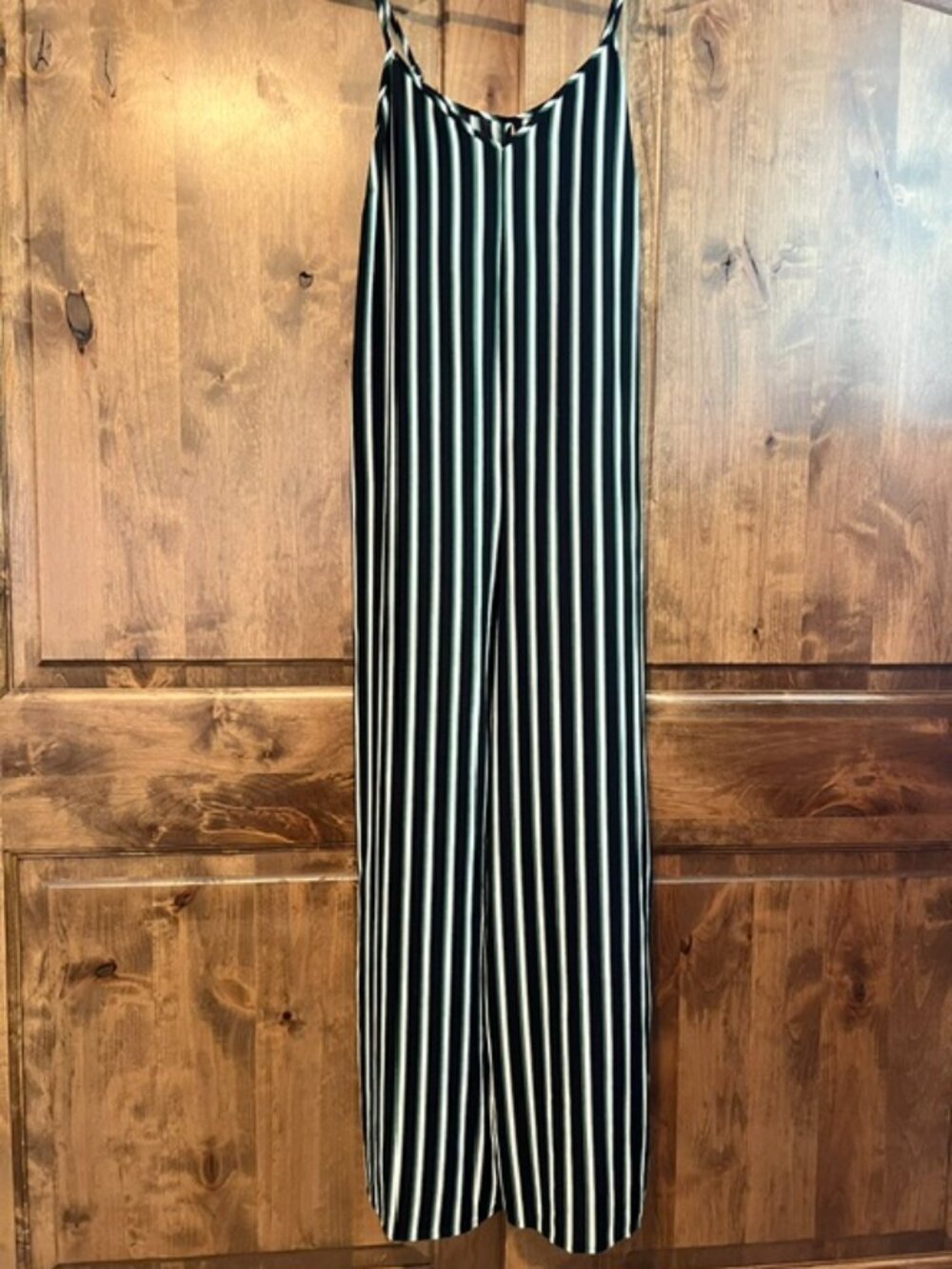 Black/White/Green Striped Jumpsuit